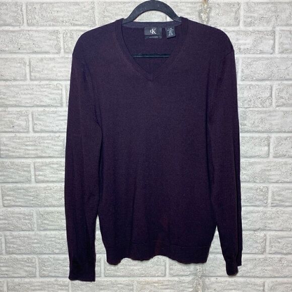 Calvin Klein 100% wool Maroon Sweater Men's Size Large - Picture 2 of 7